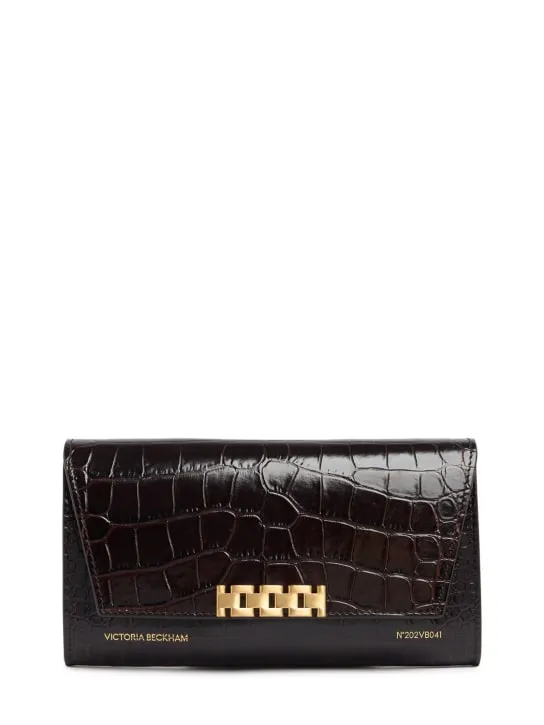 Victoria Beckham   Croc embossed leather wallet w/chain 