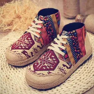 Vintage Colorful Pattern Boots