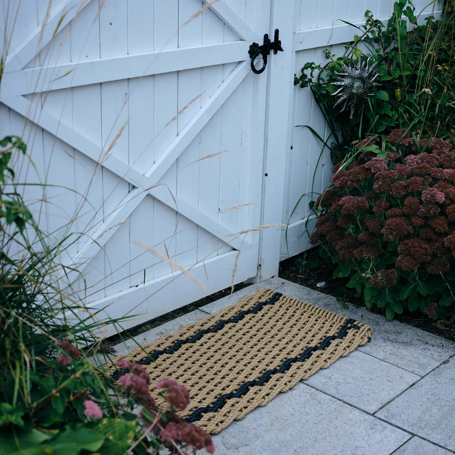 Wheat Charcoal Stripe Rope Doormat