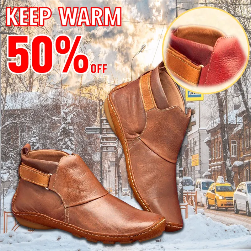 Women Casual Comfy Daily Adjustable Soft Leather Booties