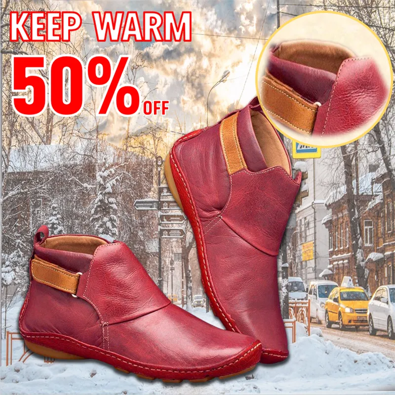 Women Casual Comfy Daily Adjustable Soft Leather Booties