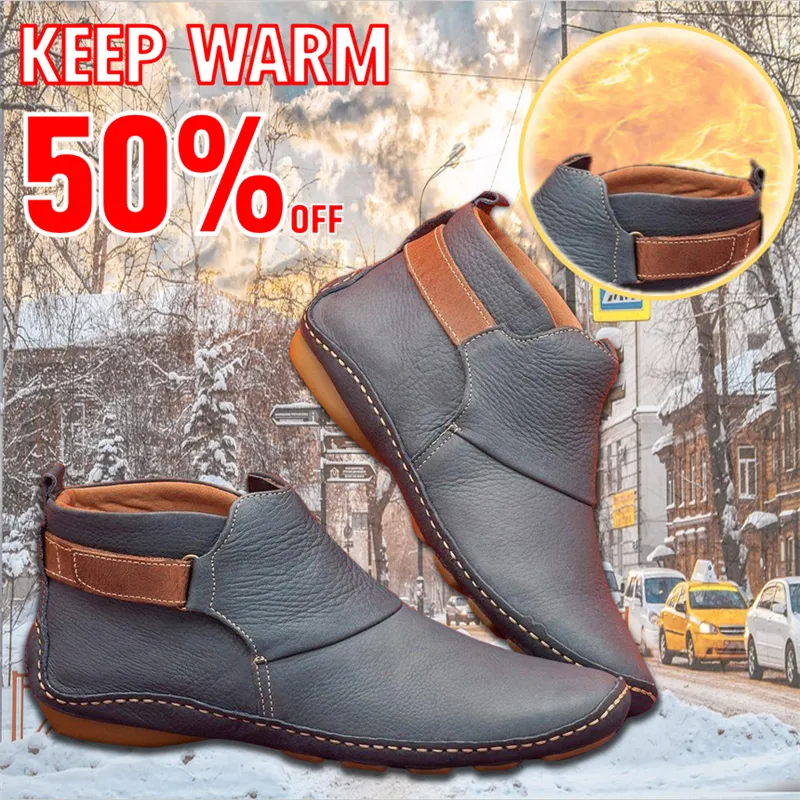 Women Casual Comfy Daily Adjustable Soft Leather Booties