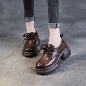 Women Minimalism Chunky Platform Lace-up Loafers