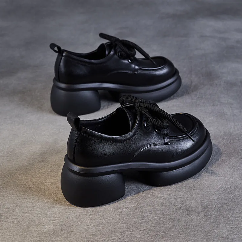 Women Minimalism Chunky Platform Lace-up Loafers