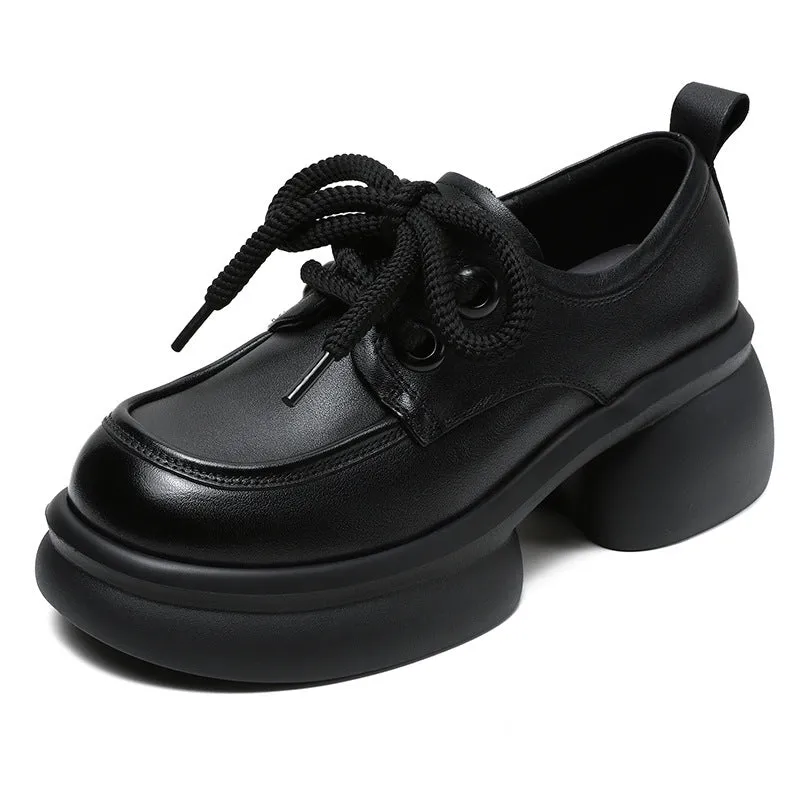 Women Minimalism Chunky Platform Lace-up Loafers