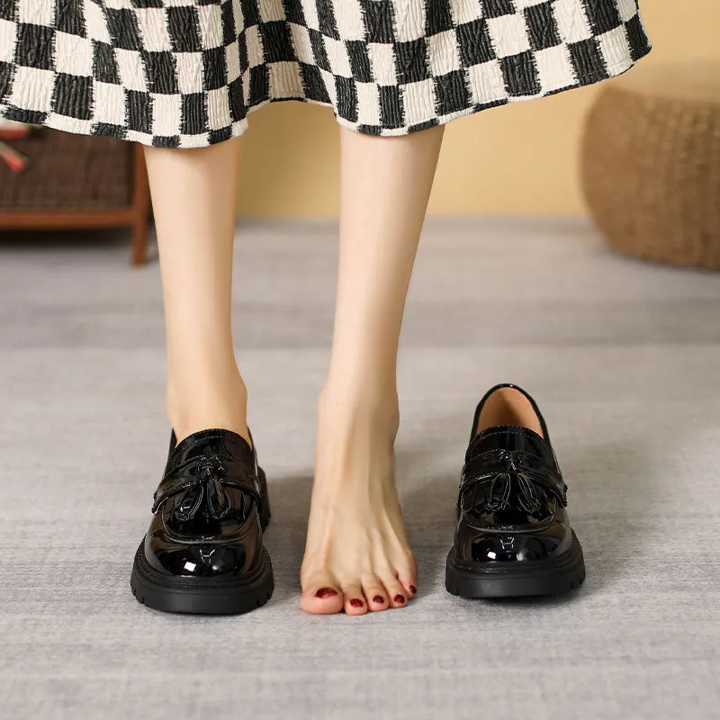 Women Minimalist Glossy Leather Casual Loafers