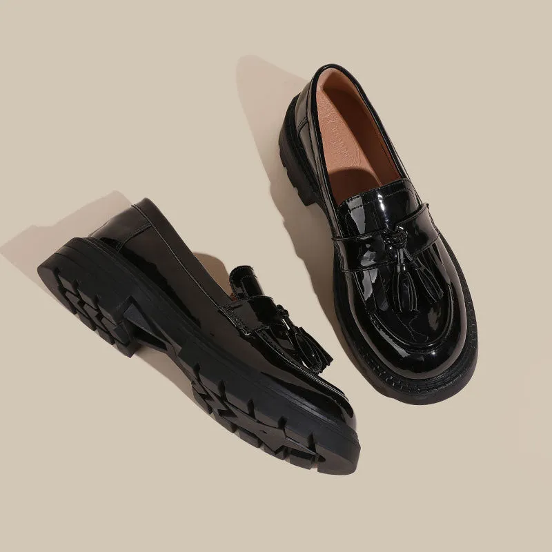 Women Minimalist Glossy Leather Casual Loafers
