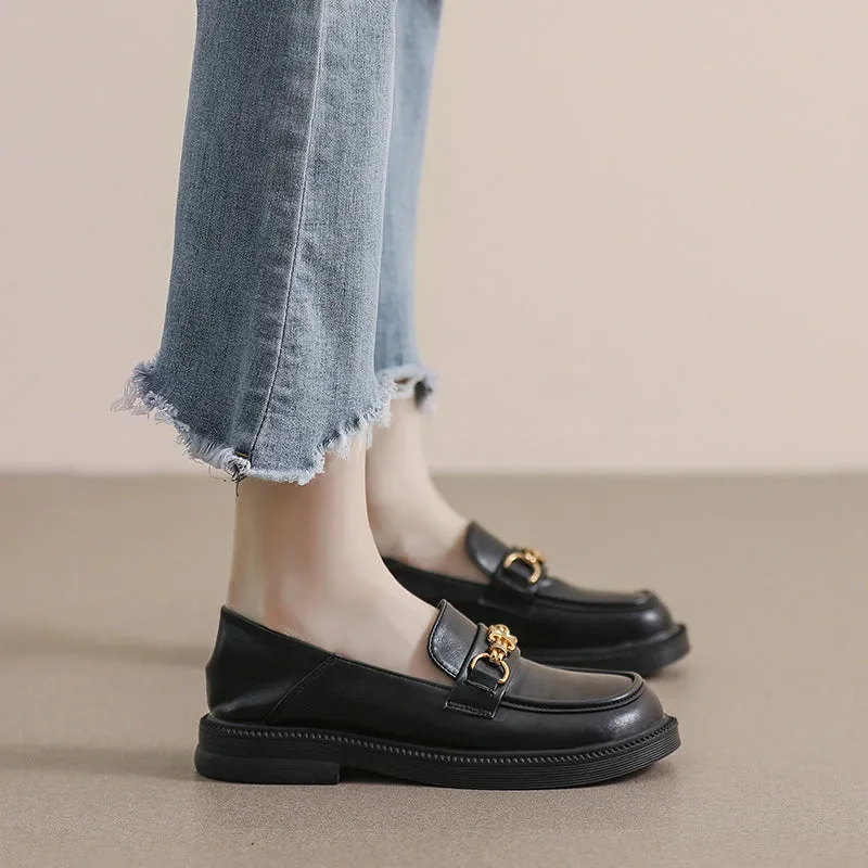 Women Retro Casual Soft Microfiber Leather Loafers