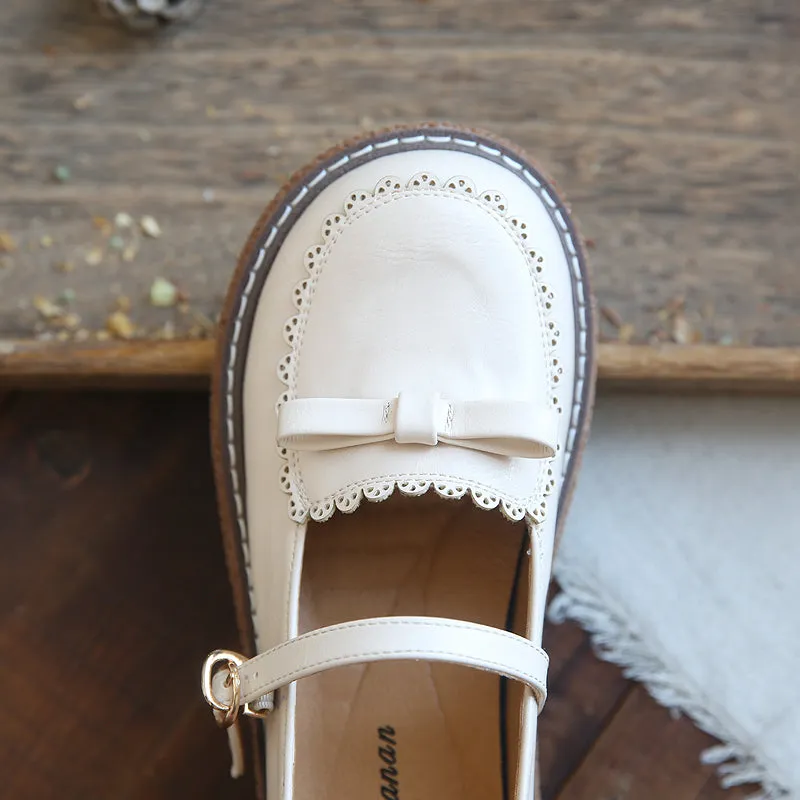 Women Retro Round Head Buckled Casual Loafers
