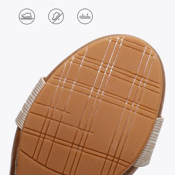 Women Sandals Round Toe Memory Foam Arch Support Walking Wedge Elegant