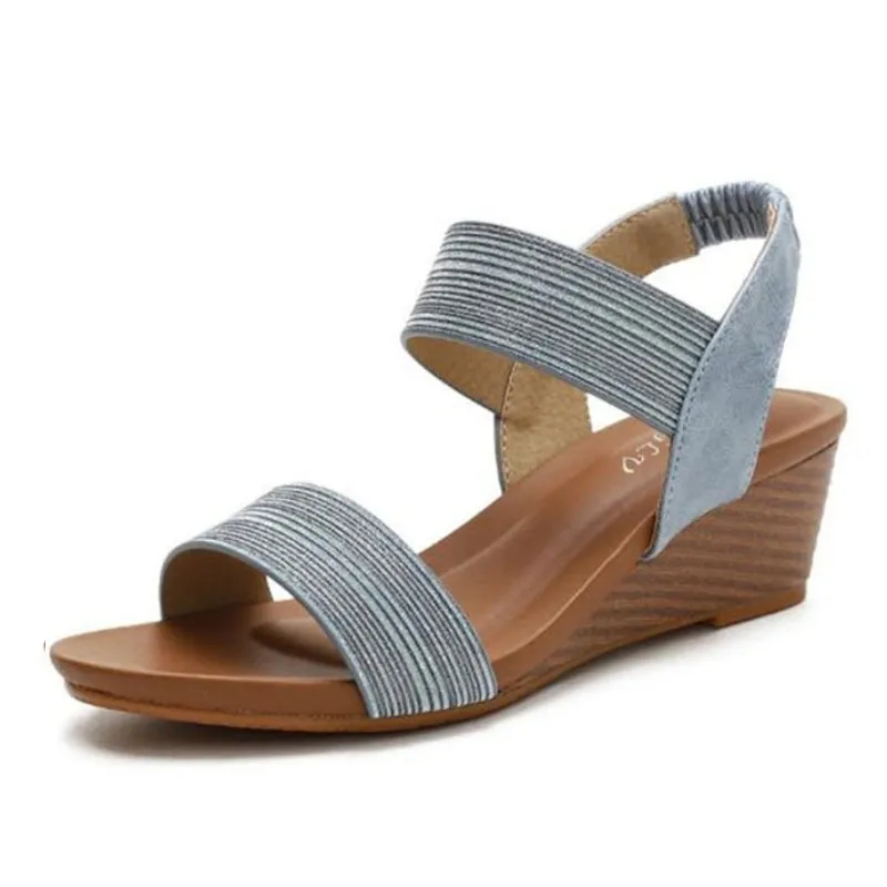 Women Sandals Round Toe Memory Foam Arch Support Walking Wedge Elegant
