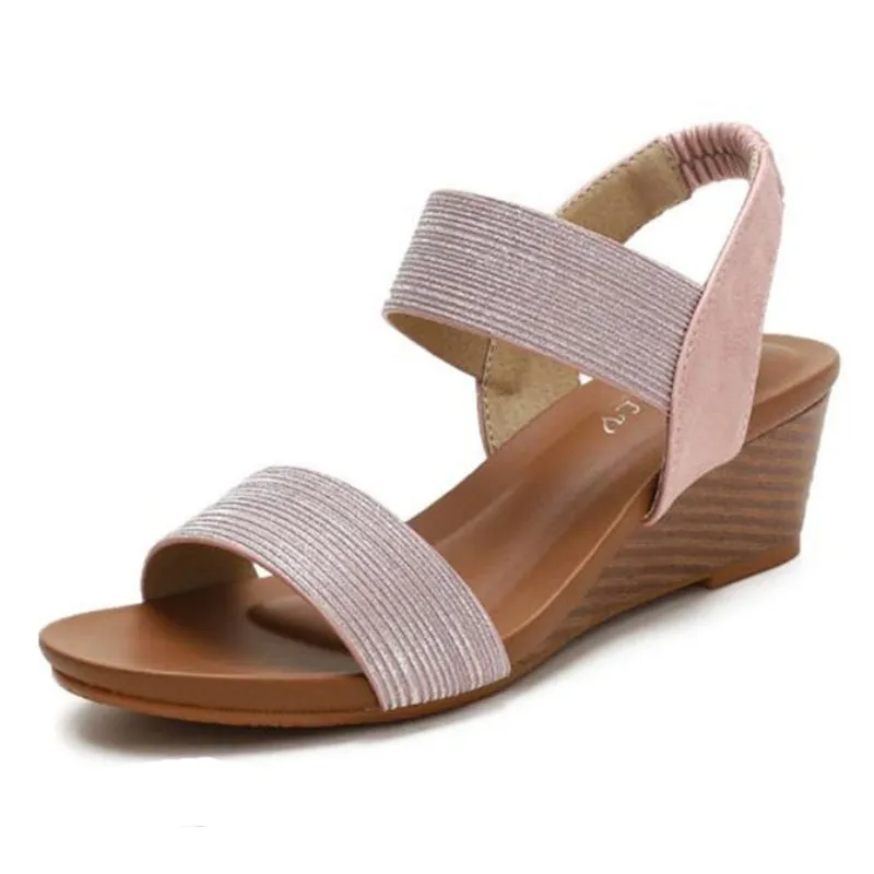 Women Sandals Round Toe Memory Foam Arch Support Walking Wedge Elegant
