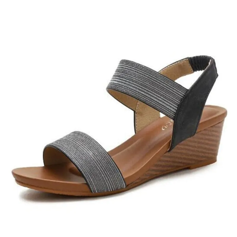 Women Sandals Round Toe Memory Foam Arch Support Walking Wedge Elegant