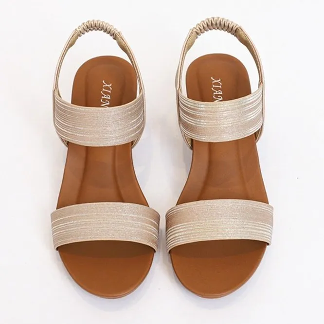Women Sandals Round Toe Memory Foam Arch Support Walking Wedge Elegant