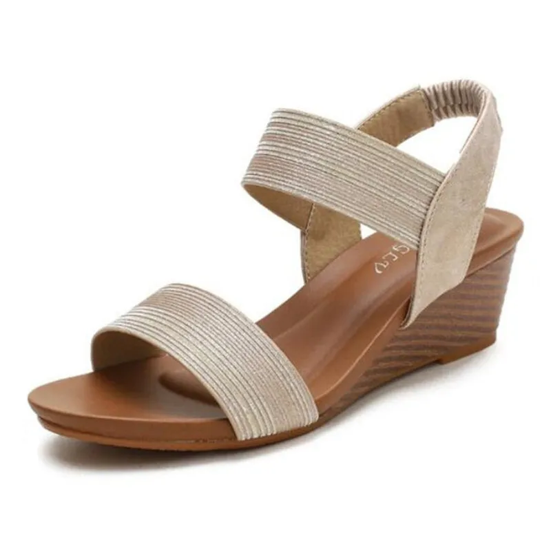 Women Sandals Round Toe Memory Foam Arch Support Walking Wedge Elegant