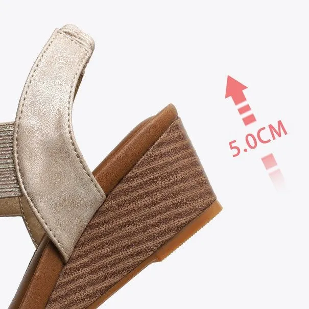 Women Sandals Round Toe Memory Foam Arch Support Walking Wedge Elegant