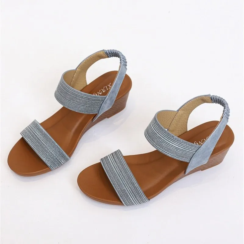 Women Sandals Round Toe Memory Foam Arch Support Walking Wedge Elegant