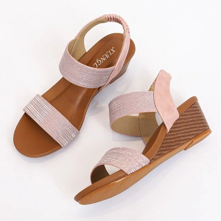 Women Sandals Round Toe Memory Foam Arch Support Walking Wedge Elegant