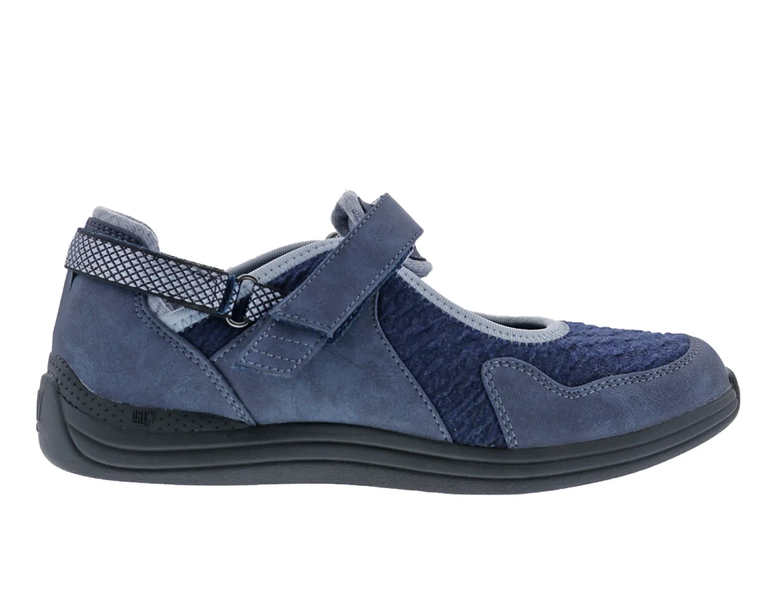 Women's Buttercup Adjustable Mary Jane DOUBLE WIDE in Navy Combo
