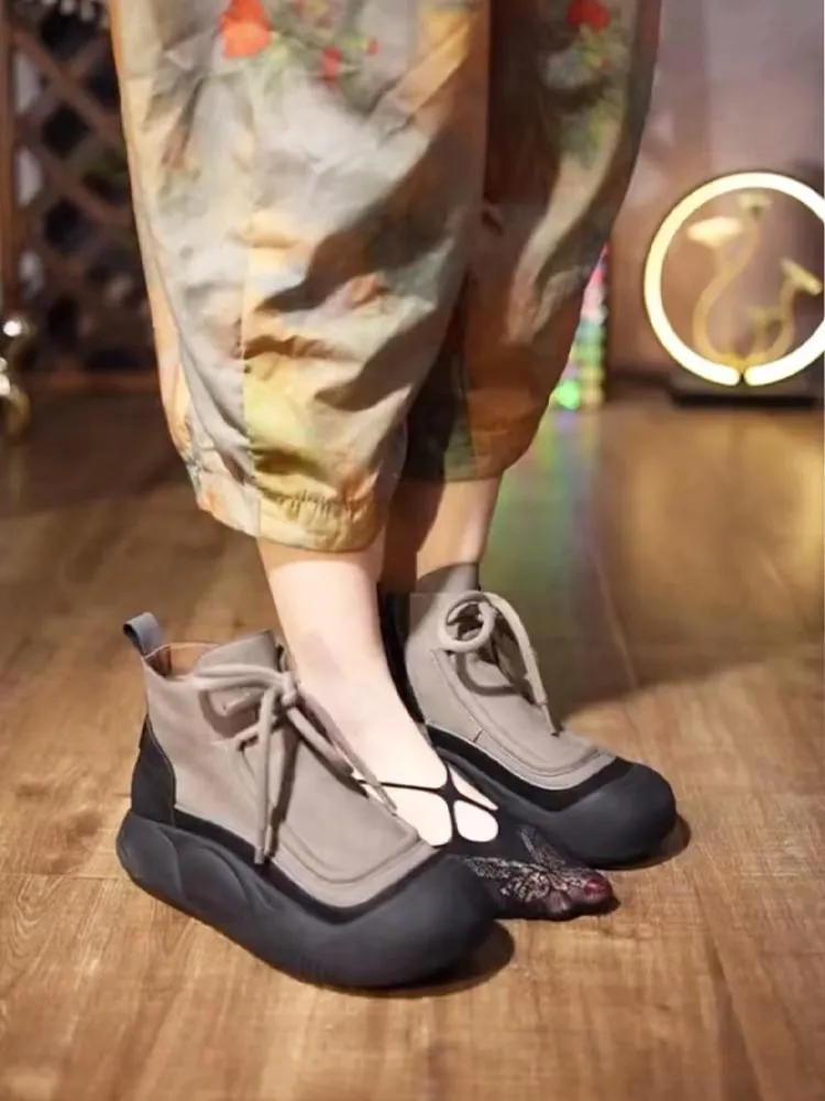 Women's color-block casual orthopedic booties