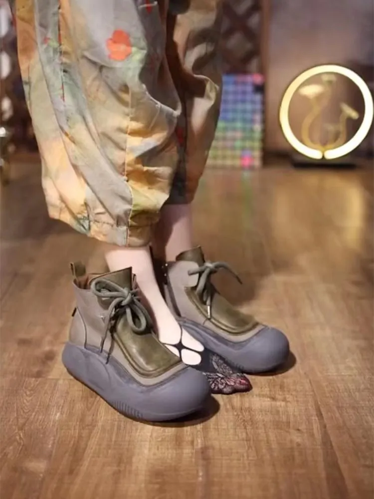 Women's color-block casual orthopedic booties