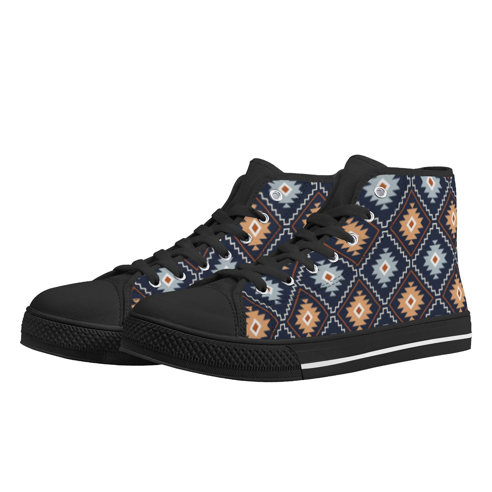 Women's High Top Canvas Shoes River Canyon Southwestern Print