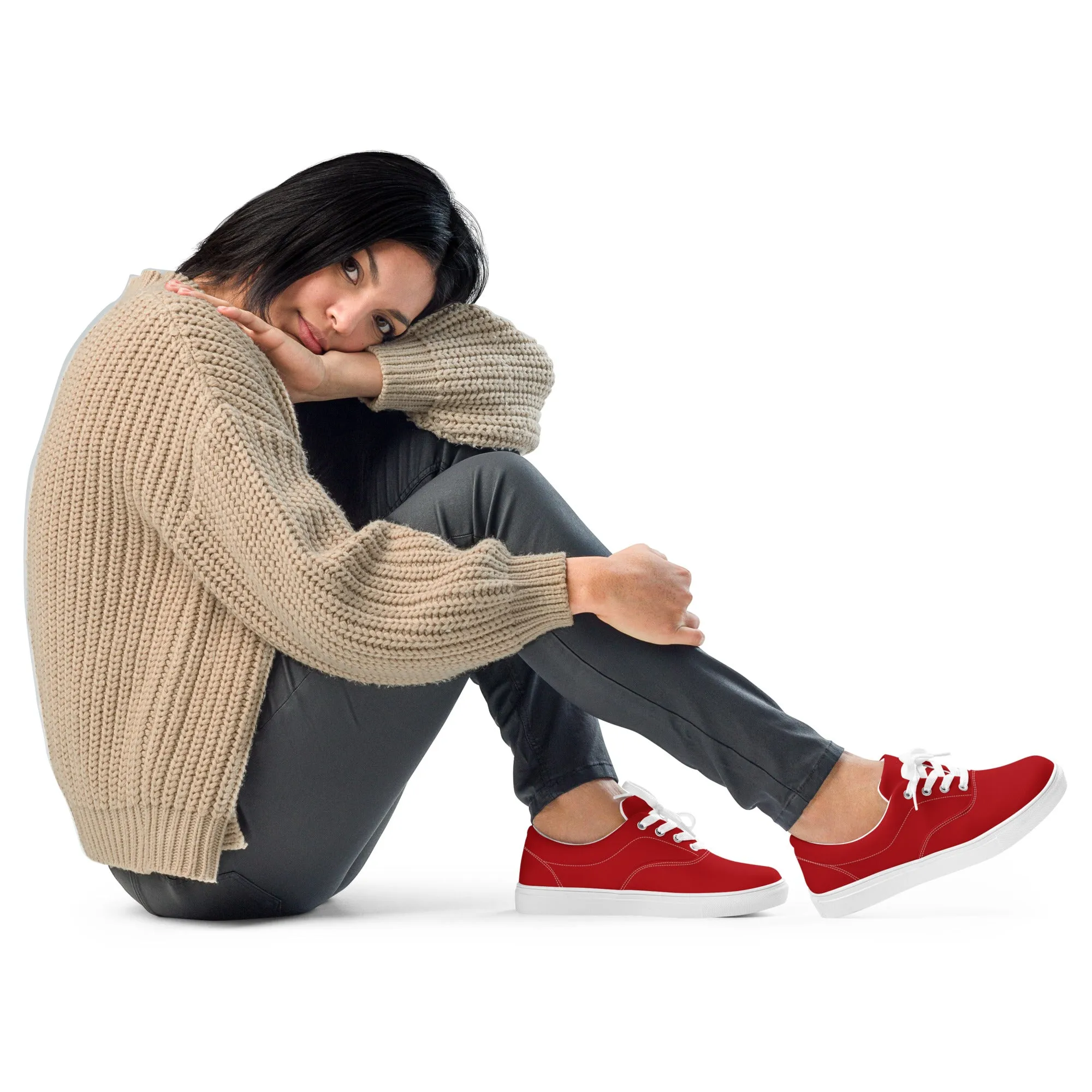 Women’s Red lace-up canvas shoes