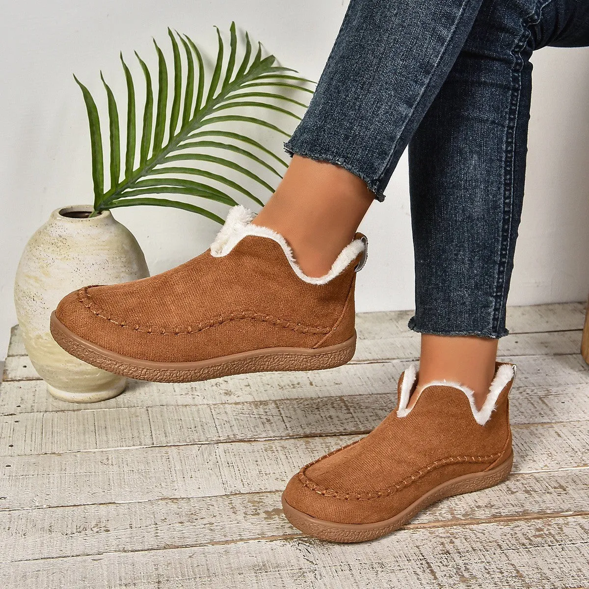 Women's Snow Boots Outdoor Round Head Plus Velvet