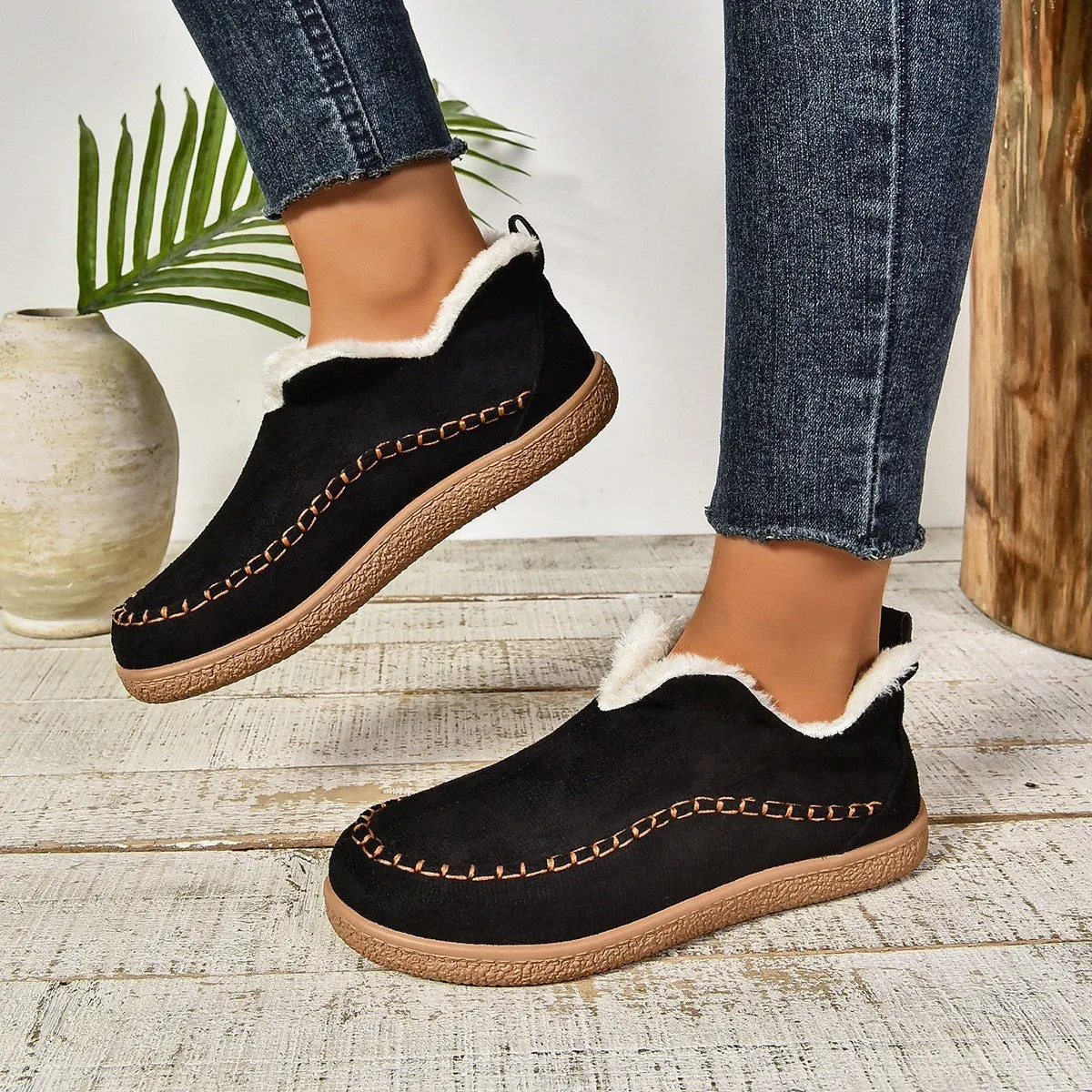 Women's Snow Boots Outdoor Round Head Plus Velvet