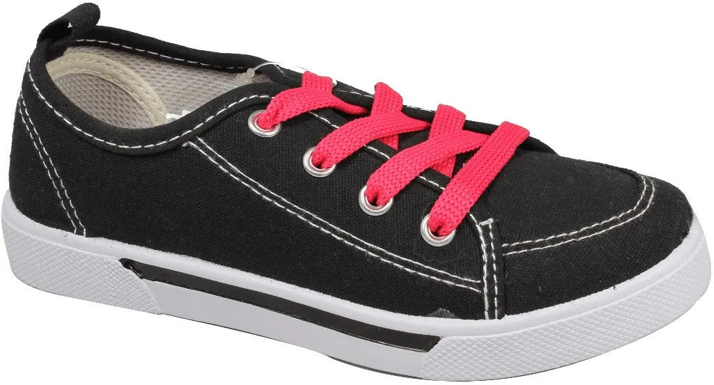 youth black canvas lace up sneaker (11-3) Case of 18